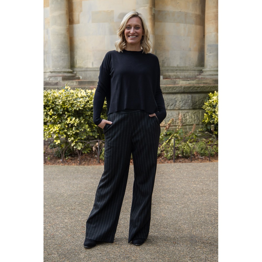 Masai Clothing MaPalmerana Jersey Stripe Trouser Black 