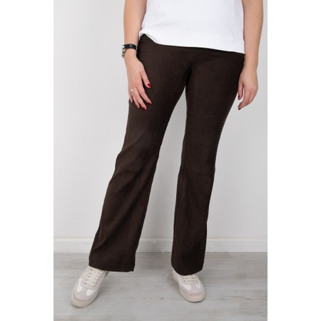 Robell Joella Dark Brown Stretch Suede Bootleg Trouser - Brown