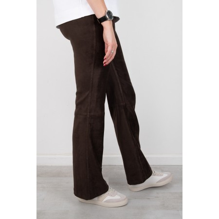Robell Joella Dark Brown Stretch Suede Bootleg Trouser - Brown