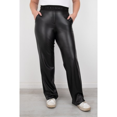 Robell Britt Black Faux Leather Wide Leg Trouser - Black