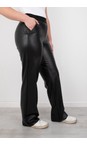 Robell Black 90 Britt Black Faux Leather Wide Leg Trouser  