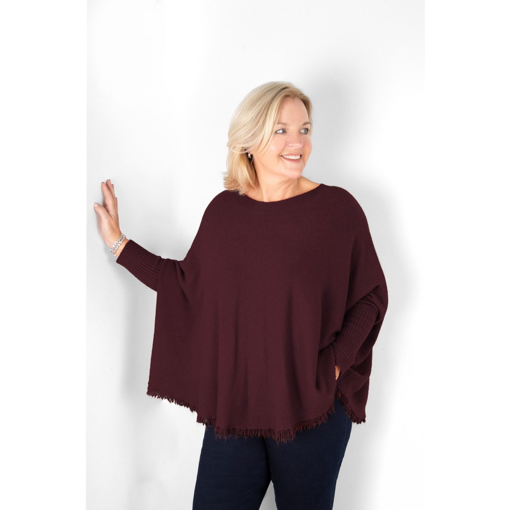Amazing Woman Fringe Mulberry Purple Round Neck Knit Jumper Mulberry Purple