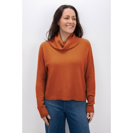 Amazing Woman Jannie Burnt Orange Supersoft Cowl Boxy Knit - Orange