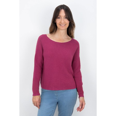 Amazing Woman Jenna Fuchsia Fine Rib Boat Neck Knit - Pink
