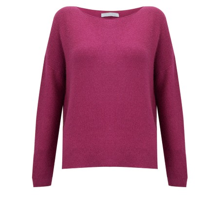 Amazing Woman Jenna Fuchsia Fine Rib Boat Neck Knit - Pink