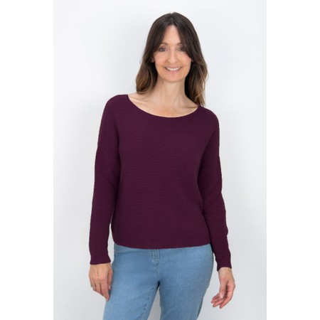 Amazing Woman Jenna Plum Fine Rib Boat Neck Knit - Purple