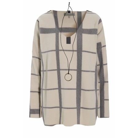 Henriette Steffensen Oversized Clan Print Fleece Blouse with Necklace - Beige