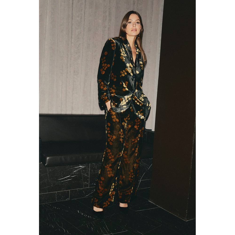 Masai Clothing MaPetrilla Print Velvet Trouser Rubber