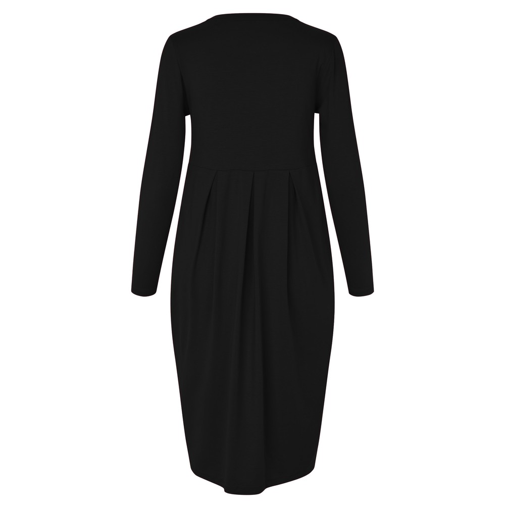 Masai Clothing MaNamo Black Classic Plain Jersey Dress in Black
