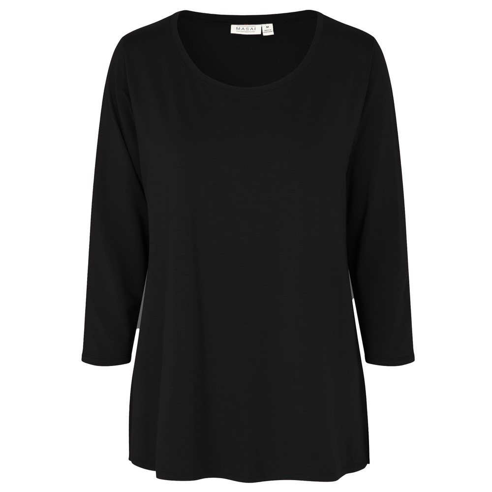 Masai Clothing MaCecille Black Solid Jersey Top Black 