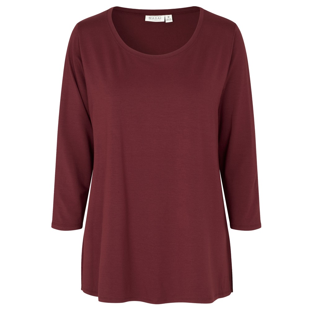 Masai Clothing MaCecille Tawny Port Solid Jersey Top Tawny Port
