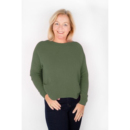 Amazing Woman Jodie Sage Green Front Pocket Supersoft Knit Jumper - Green