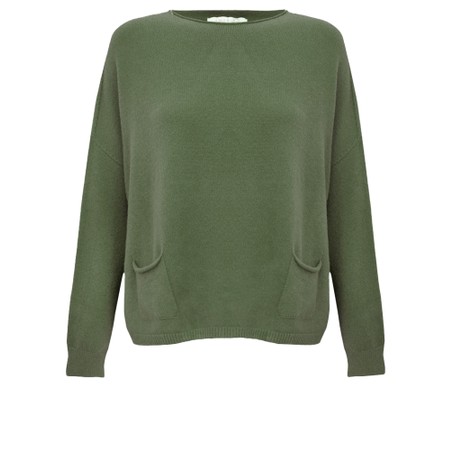 Amazing Woman Jodie Sage Green Front Pocket Supersoft Knit Jumper - Green
