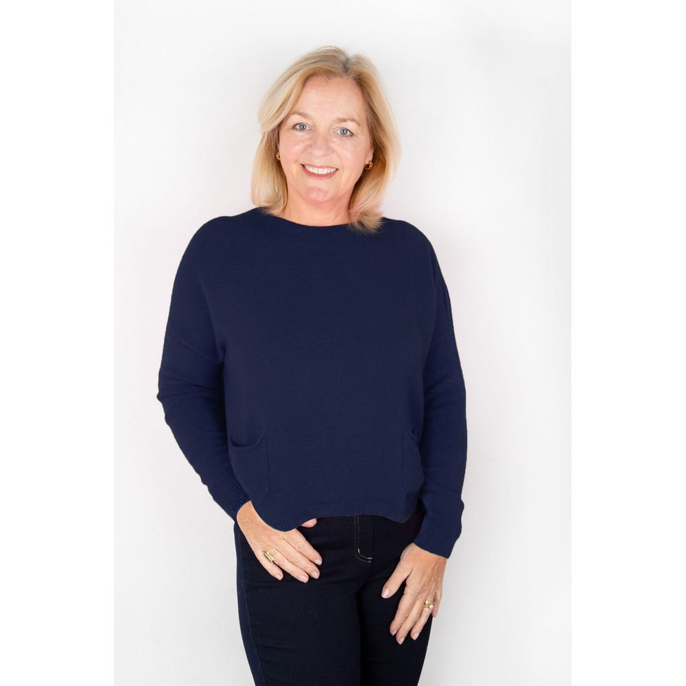 Amazing Woman Jodie French Navy Front Pocket Supersoft Knit Jumper French Navy