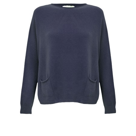 Amazing Woman Jodie Shadow Blue Front Pocket Supersoft Knit Jumper - Blue