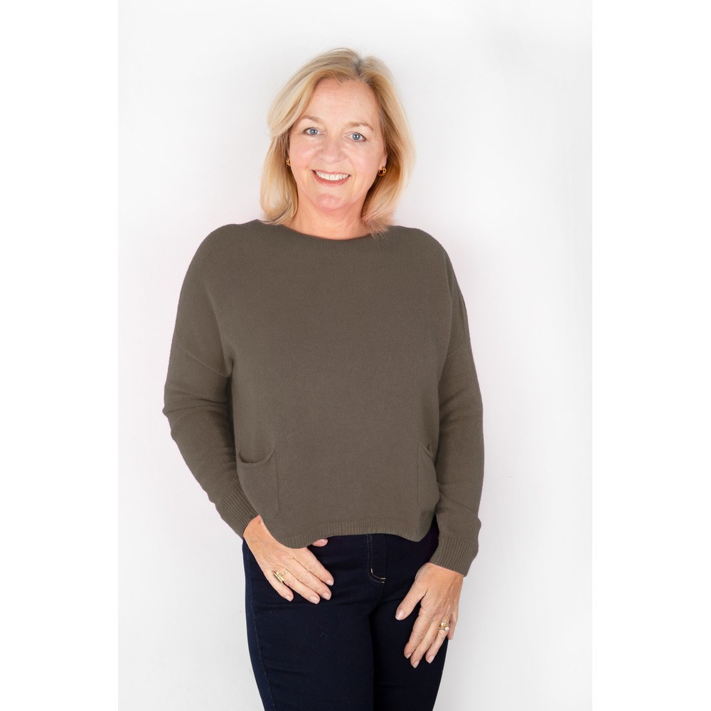 Amazing Woman Jodie Front Pocket Supersoft Knit Jumper Slate 