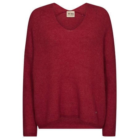 Mos Mosh Thora Rhythmic Red V-Neck Knit Top - Red