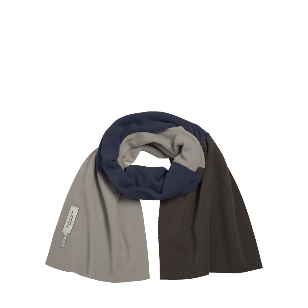 Henriette Steffensen No Waste Triangle Patch Fleece Scarf Evening Blue / Chokolate / Elephant