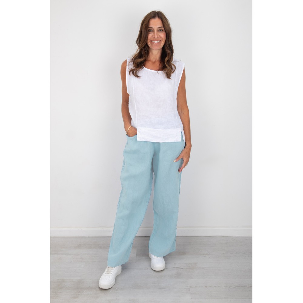Amazing Woman Orla Long Linen Trouser Ice Blue