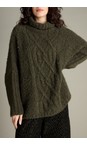 Sahara Khaki Boucle Cable Knit Jumper  