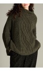 Sahara Khaki Boucle Cable Knit Jumper  