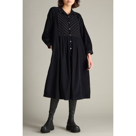 Sahara Pinwale Cord Ric Rac Detail Dress - Black