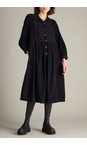 Sahara Black  Pinwale Cord Ric Rac Detail Dress  