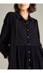 Sahara Black  Pinwale Cord Ric Rac Detail Dress  