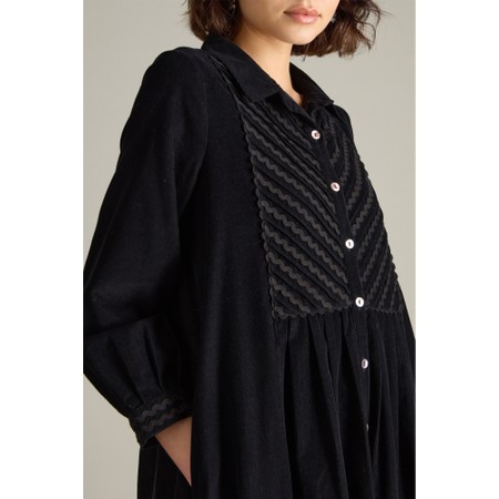 Sahara Pinwale Cord Ric Rac Detail Dress - Black
