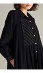 Sahara Black  Pinwale Cord Ric Rac Detail Dress  