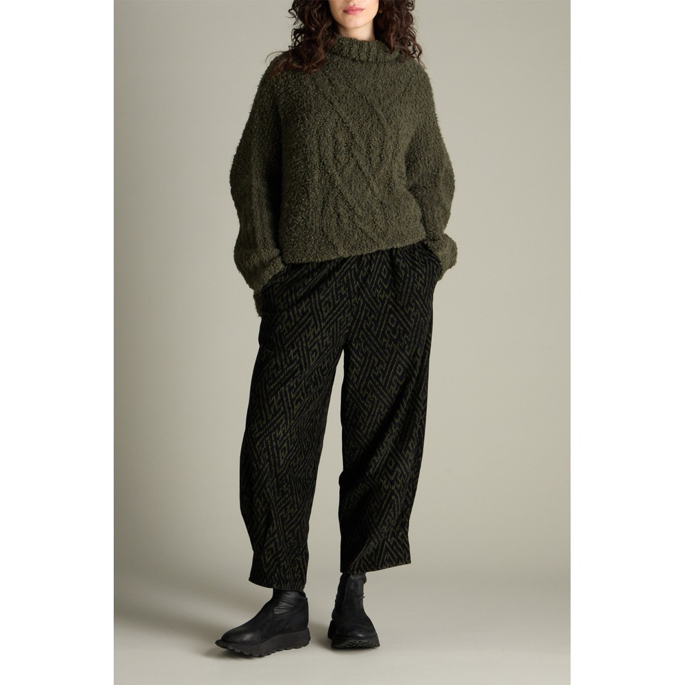 Sahara Omate Textured Cord Bubble Trouser Black / Khaki