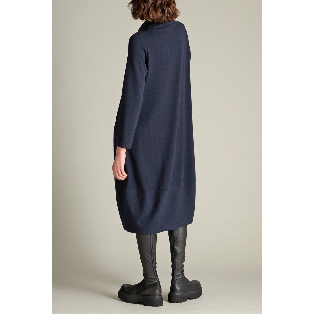 Sahara Graphic Check Zip Bubble Dress in Night / Plum