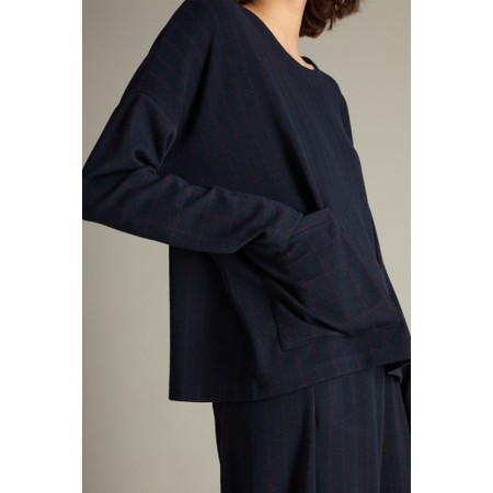 Sahara Small Broken Check & Stripe Boxy Top - Blue
