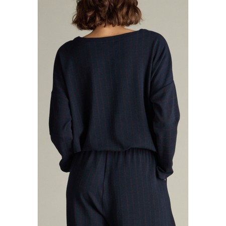 Sahara Small Broken Check & Stripe Boxy Top - Blue