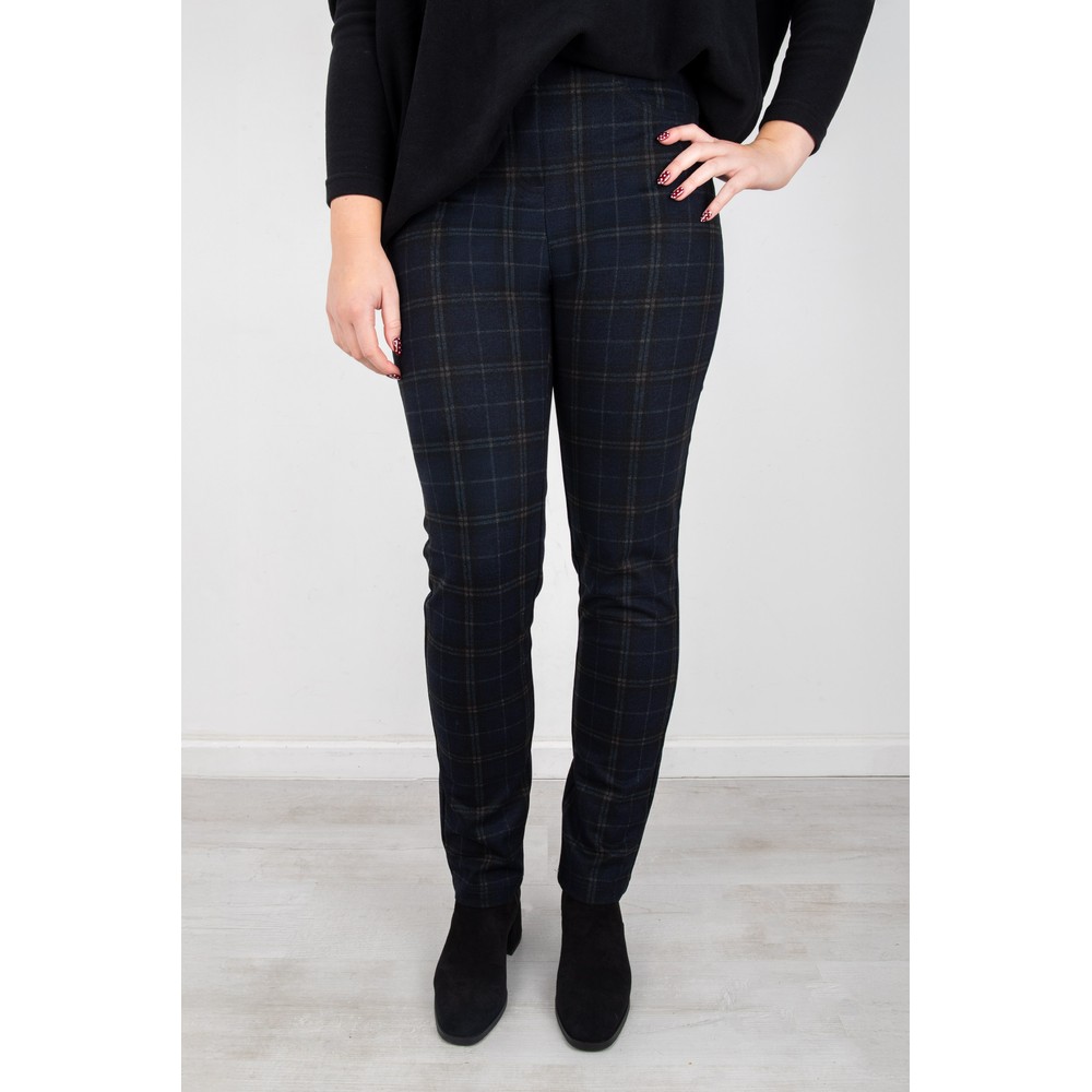 Robell Bella Check Trouser Navy 69