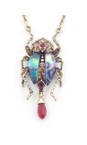 Bill Skinner Gold Bejewelled Beetle Pendant Necklace  