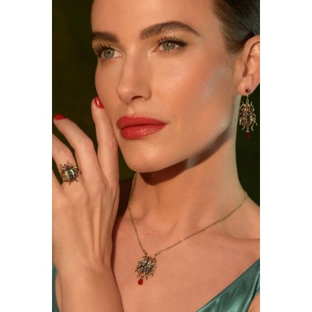 Bill Skinner Bejewelled Beetle Pendant Necklace - Gold