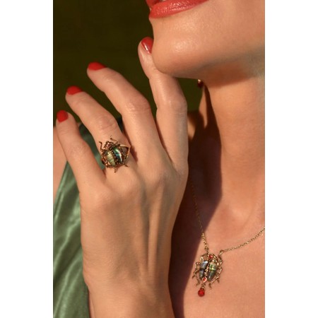 Bill Skinner Bejewelled Beetle Ring - Gold