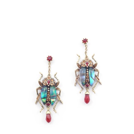 Bill Skinner Bejewelled Beetle Drop Earring - Gold