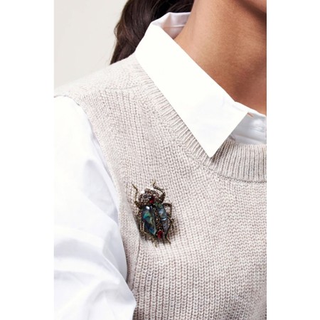 Bill Skinner Bejewelled Beetle Brooch - Gold