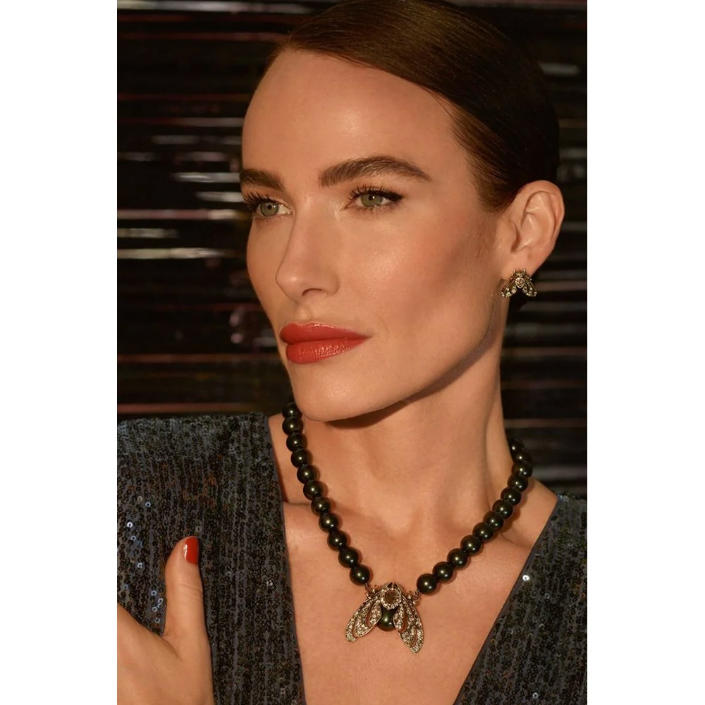 Bill Skinner Moth Statement Tahition Pearl Necklace Tahition / Gold