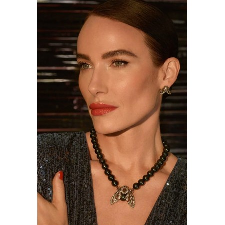 Bill Skinner Moth Statement Tahition Pearl Necklace - Black