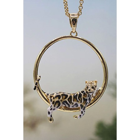 Bill Skinner Clouded Leopard Hoop Pendant Necklace - Gold