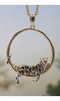 Bill Skinner Gold Clouded Leopard Hoop Pendant Necklace  
