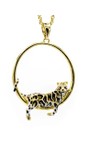 Bill Skinner Gold Clouded Leopard Hoop Pendant Necklace  