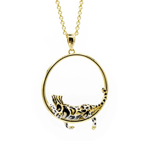 Bill Skinner Clouded Leopard Hoop Pendant Necklace - Gold