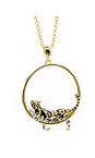Bill Skinner Gold Clouded Leopard Hoop Pendant Necklace  