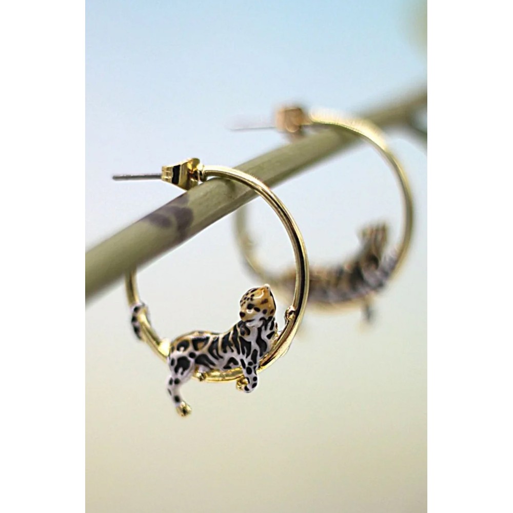 Bill Skinner Clouded Leopard Hoop Earring Gold