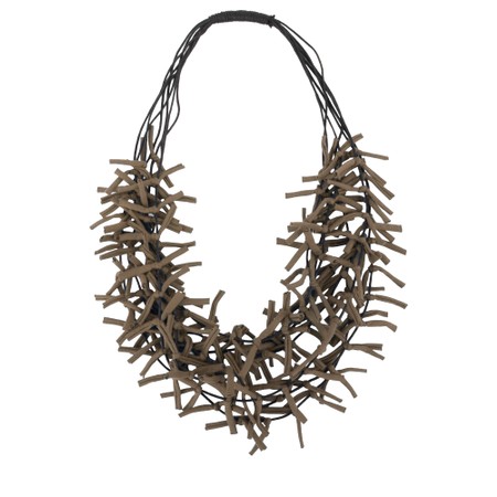 Suzie Blue Knot Multi Strand Brown Jersey Necklace - Brown