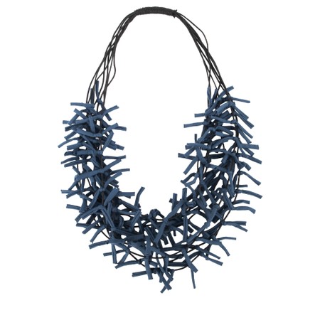Suzie Blue Knot Multi Strand Dark Blue Jersey Necklace - Blue